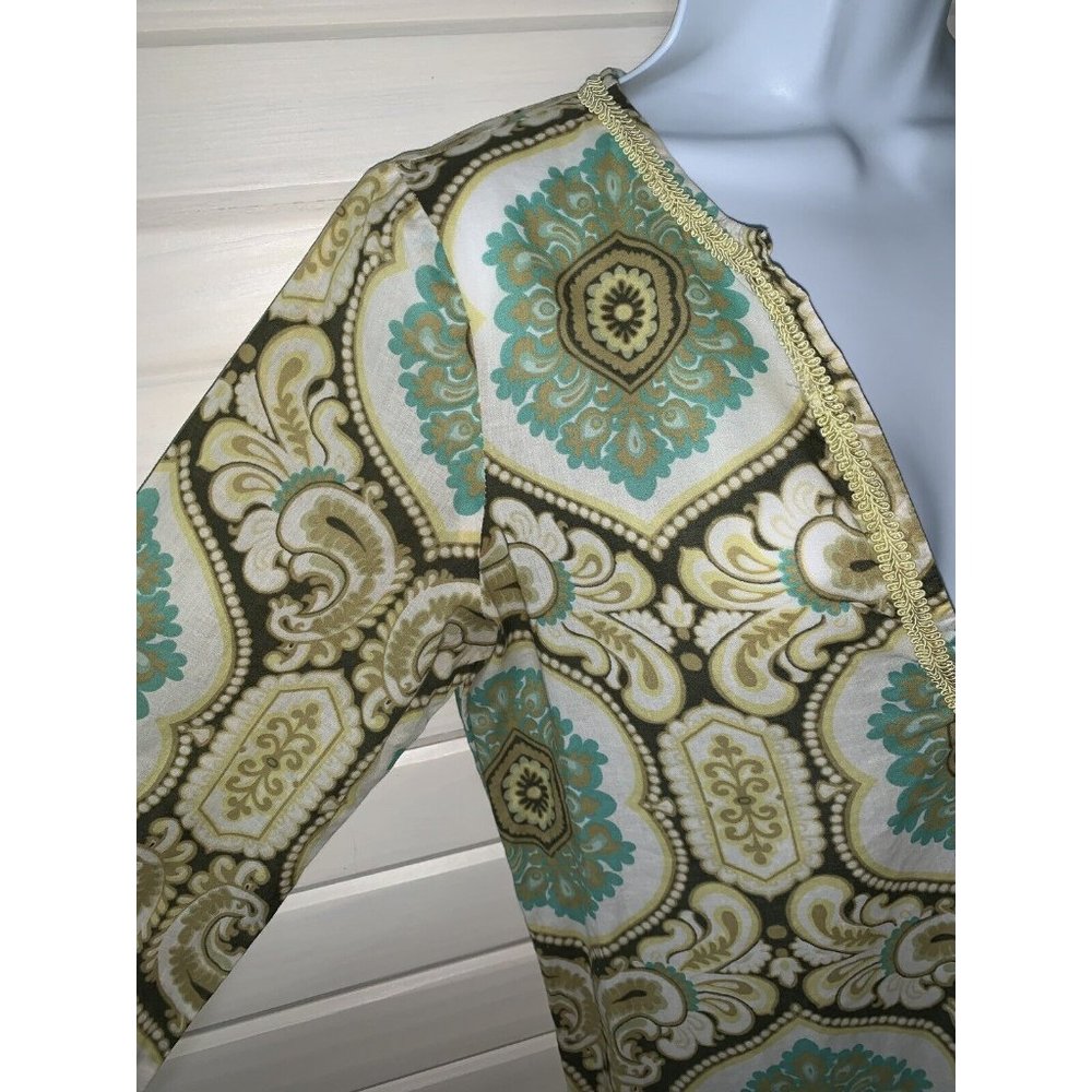 Tommy Bahama Sz SMALL Mandala Khaki Green 100% Cotton Tunic Long Sleeve VGUC - Picture 4 of 9